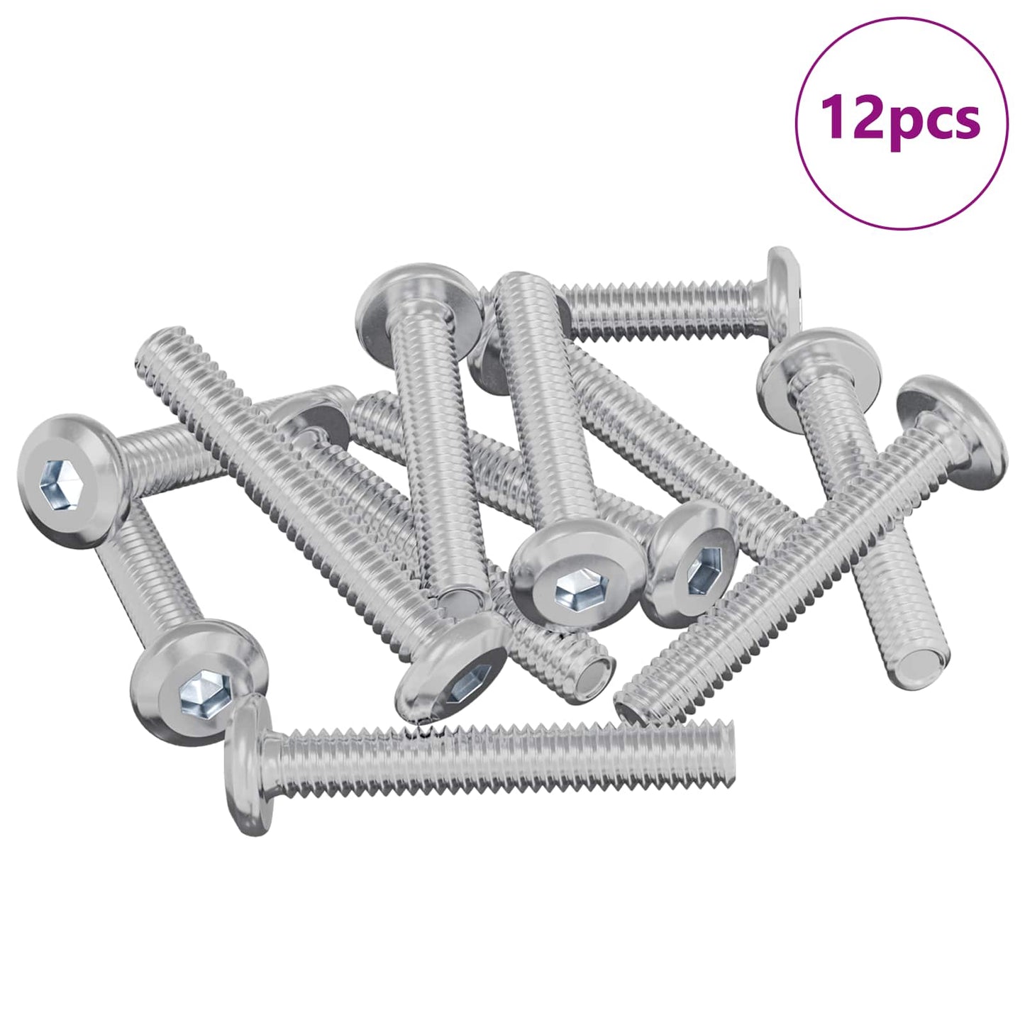 Schraube mit Sperre Uni 12 pcs Silber M6 x 35 mm Stahl