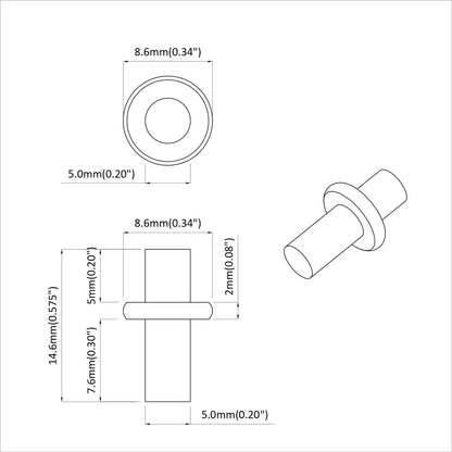 Regalstecker 12 pcs Silber 8,6 x 8,6 x 14,6 mm Stahl