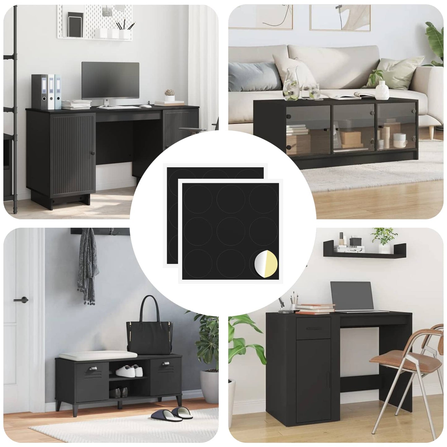 Selbstklebende Schraubenabdeckung 2 pcs Schwarz Ø 20 x 0,5 mm