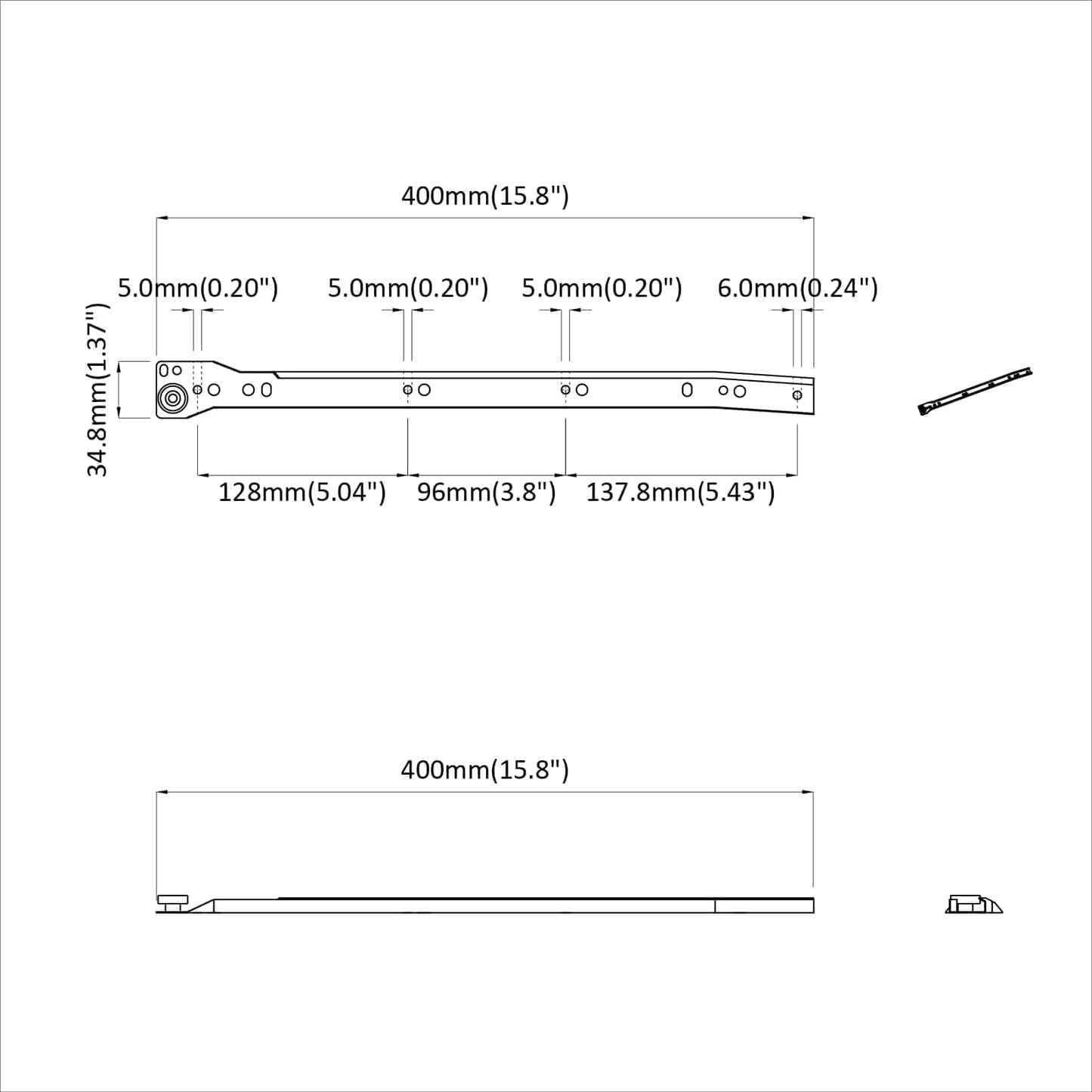 Schubladenschiene 55 pcs Weiß Stahl
