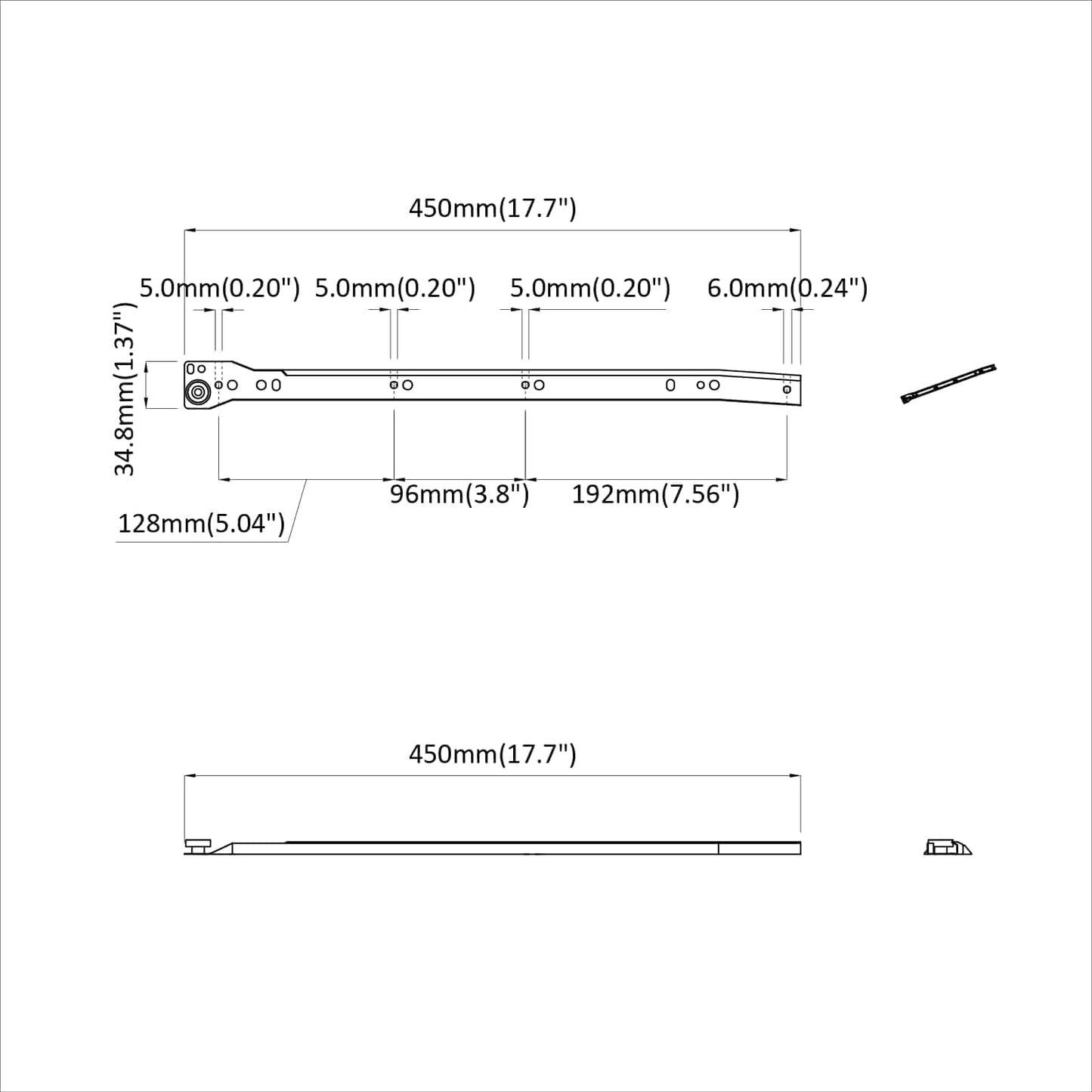 Schubladenschiene 12 pcs Weiß 450 mm Stahl