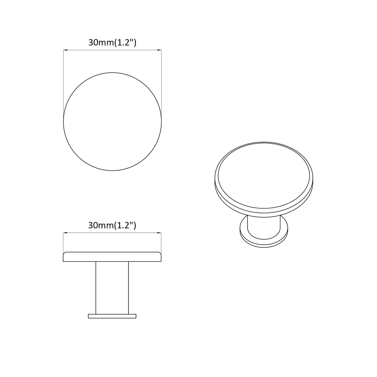 Griff 2 pcs Schwarz Ø30 mm Aluminium