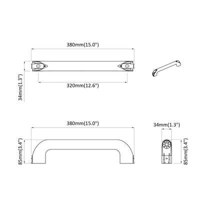 Griff Uni 69 pcs Schwarz 380 x 34 x 85 mm Aluminium und PP
