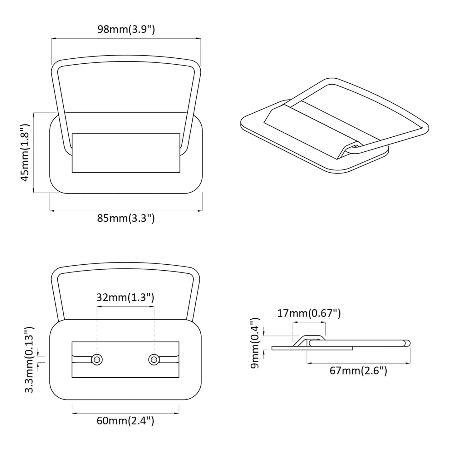 Schrankgriffe Schwarz 85 x 45 mm Metall