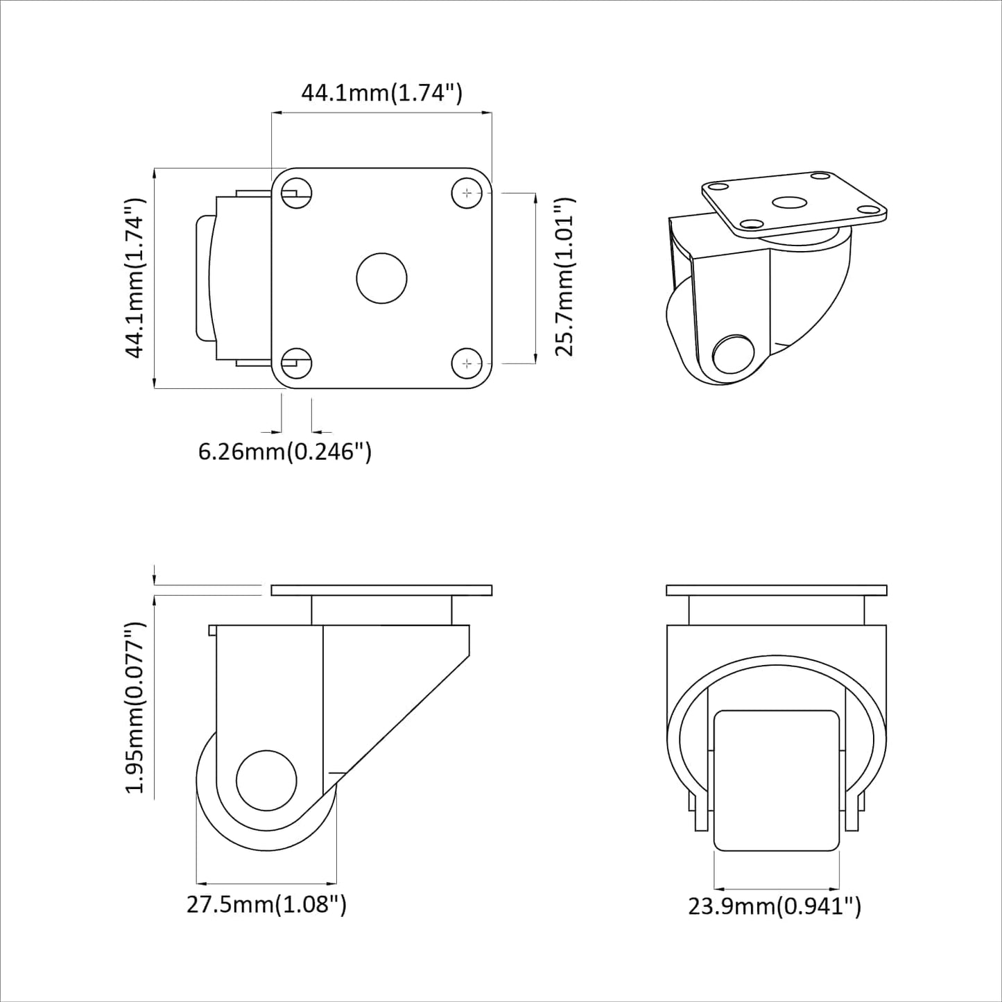 Bockrolle 12 pcs Silber 44,1 x 44,1 x 1,95 mm Nylon