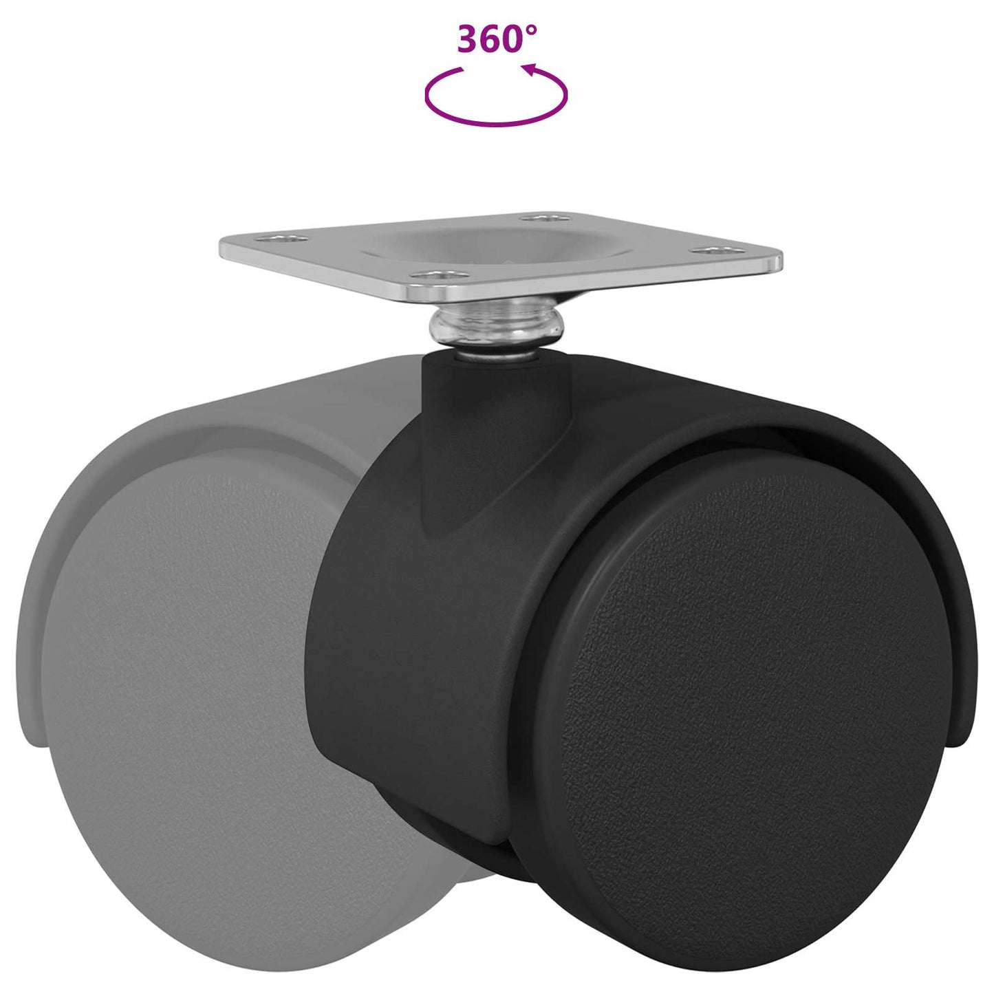 Drehrolle 2 pcs Schwarz 39,5 x 39,5 x 37,8 mm Eisen und PP