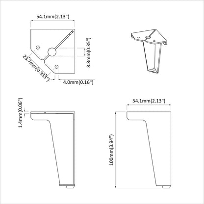 Möbelbeine 2 pcs Schwarz 54,1 x 54,1 x 100 mm Eisen
