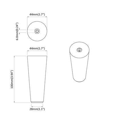 Möbelbeine 12 pcs Braun Ø 44 x 100 mm Massives Eukalyptus Holz