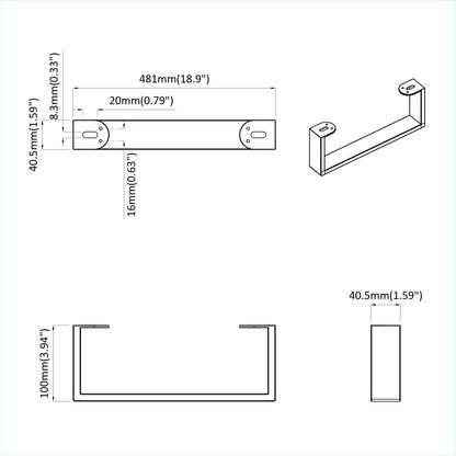 Möbelbeine 2 pcs Schwarz 481 x 40,5 x 100 mm Eisen