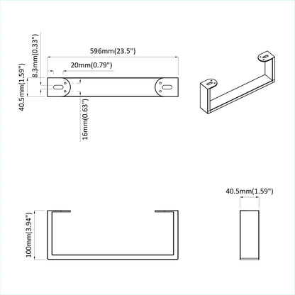 Möbelbeine 2 pcs Schwarz 596 x 40,5 x 100 mm Eisen