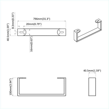 Möbelbeine 12 pcs Schwarz 796 x 40,5 x 100 mm Eisen