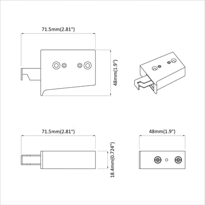 Schrankhängemontagebügel 2 pcs Weiß 70 x 48 x 19 mm