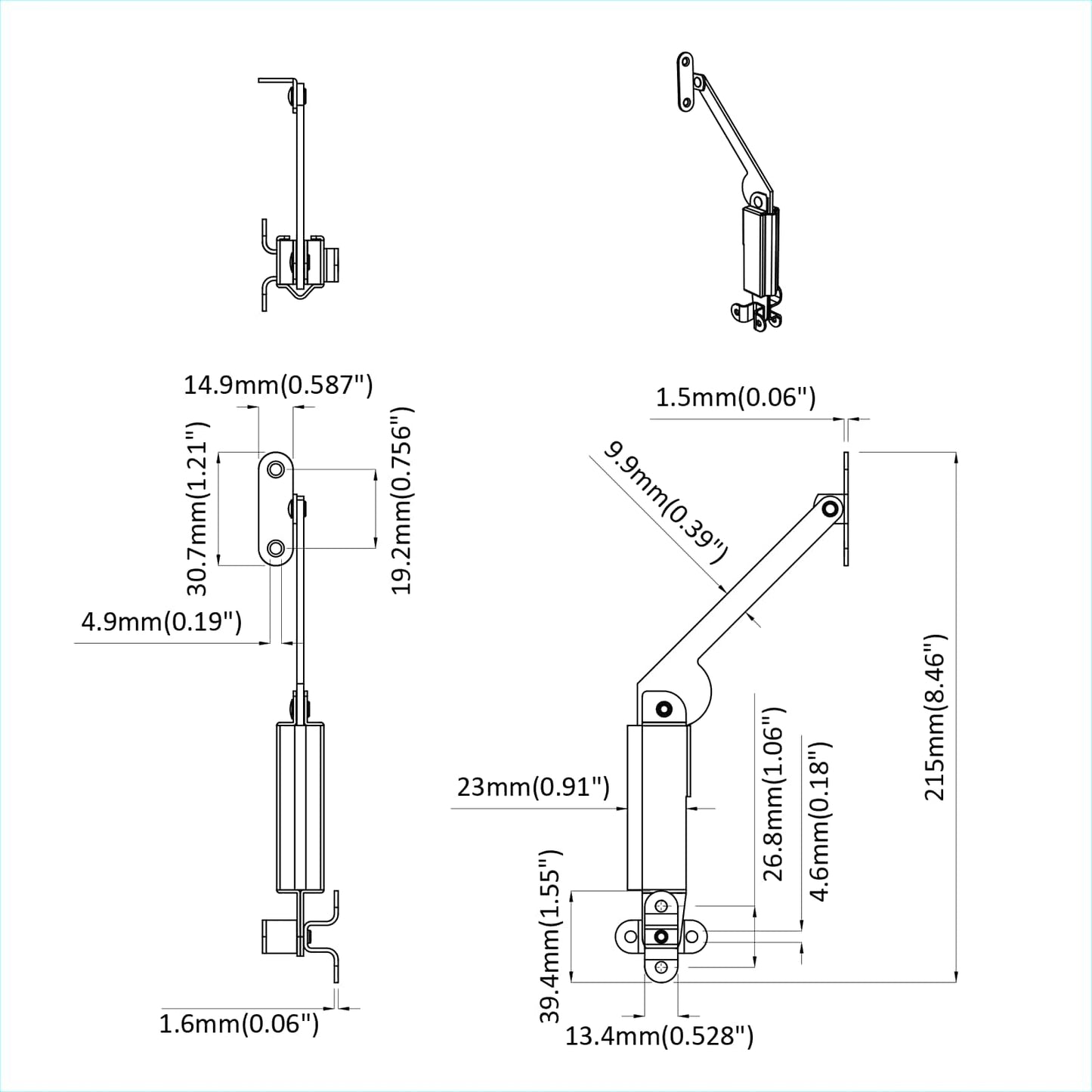 Deckelstützscharnier 12 pcs Schwarz 192 x 32 x 50 mm Stahl