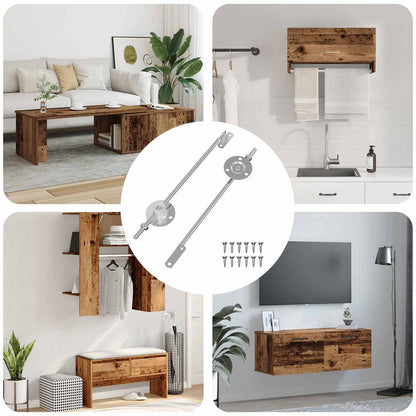 Deckelstützscharnier 2 pcs Silber 194 x 36 x 18 mm Eisen