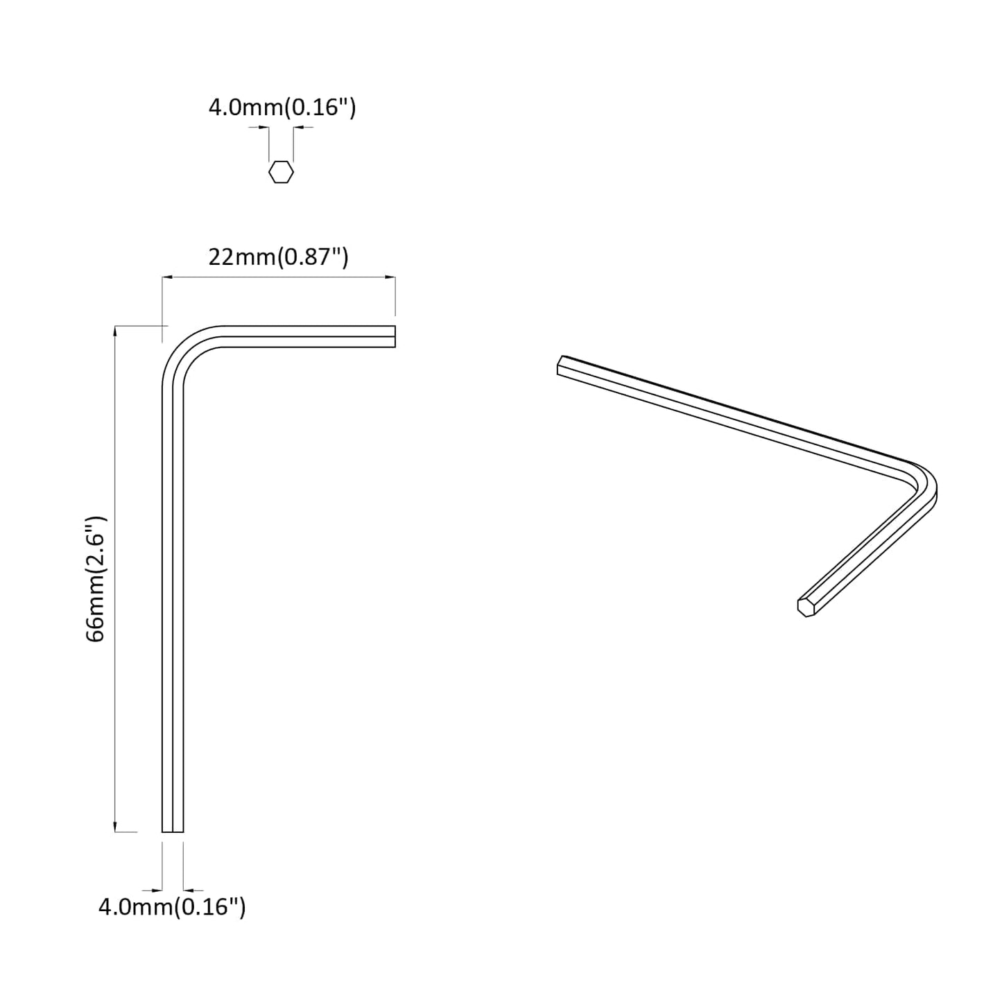 Inbusschlüssel 2 pcs Silber 32 x 86 mm Stahl