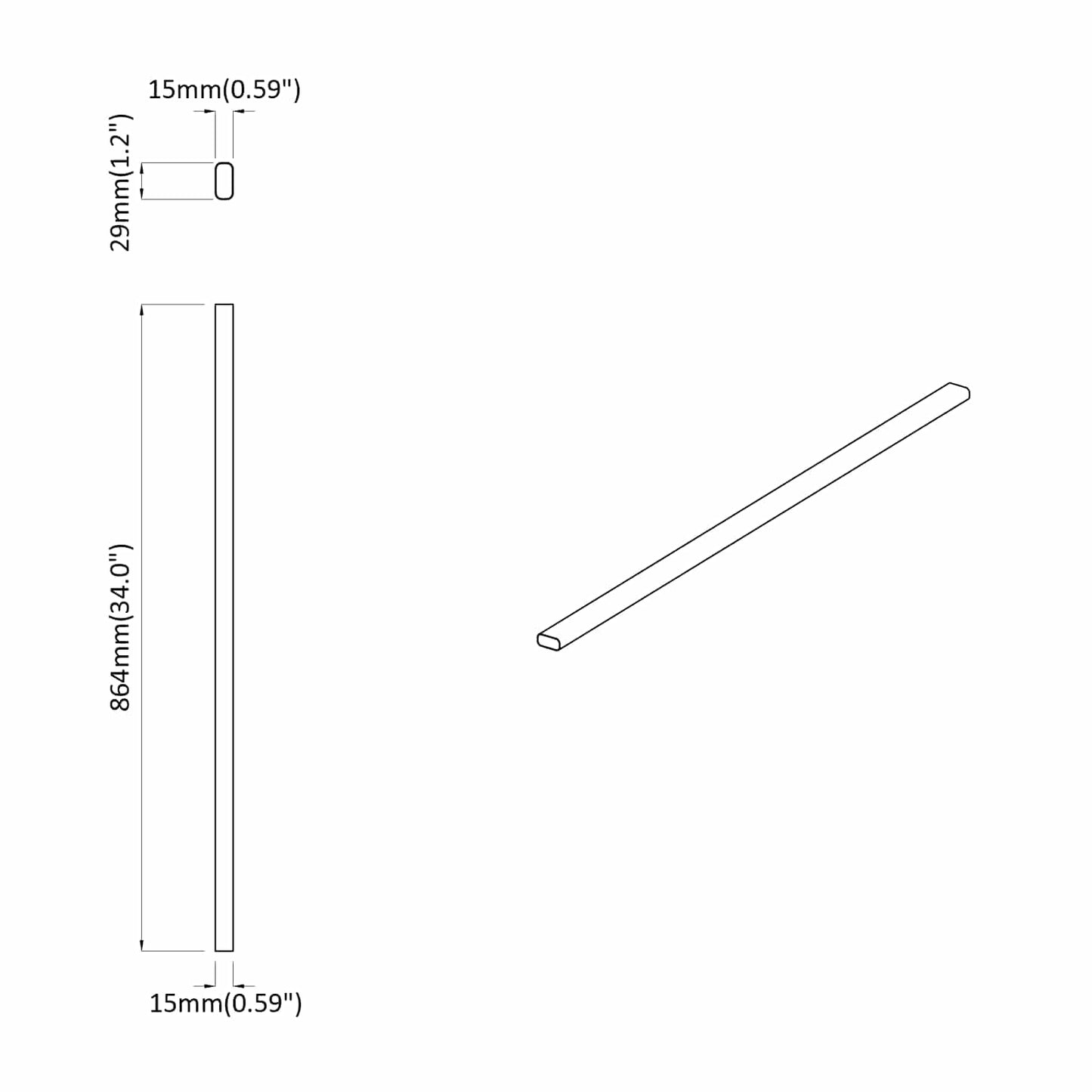 Kleiderstange 2 pcs Silber 764 x 15 x 29 mm Aluminiumlegierung
