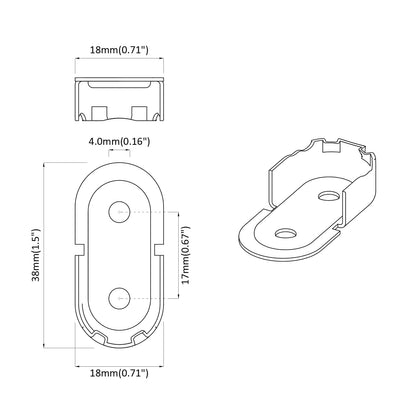 Kleiderstangenhalter 2 pcs Weißes Zink 40 x 18 x 10 mm Eisen
