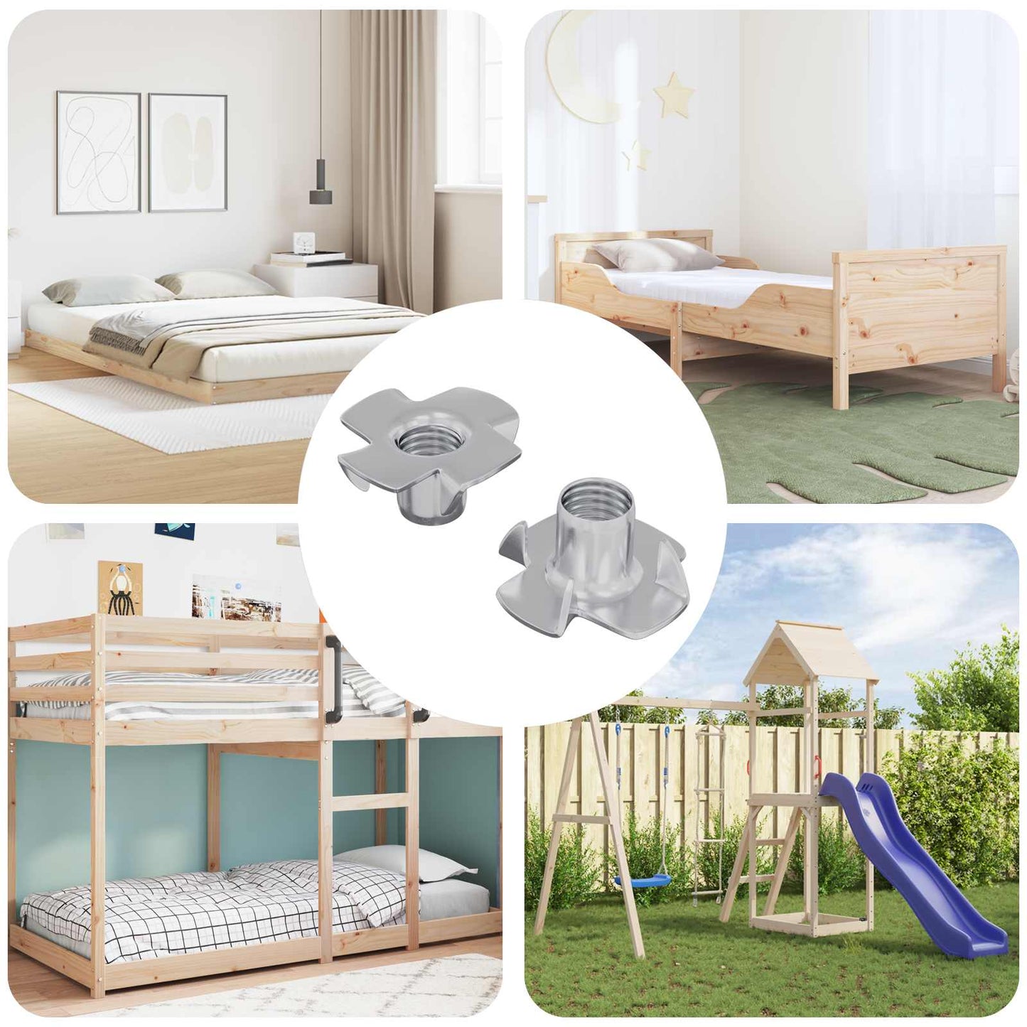 Stift-T-Nuss 2 pcs Silber M6 mm Stahl