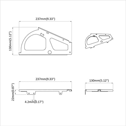 Klappenscharnier 2 pcs Silber 235 x 155 x 30 mm Eisen