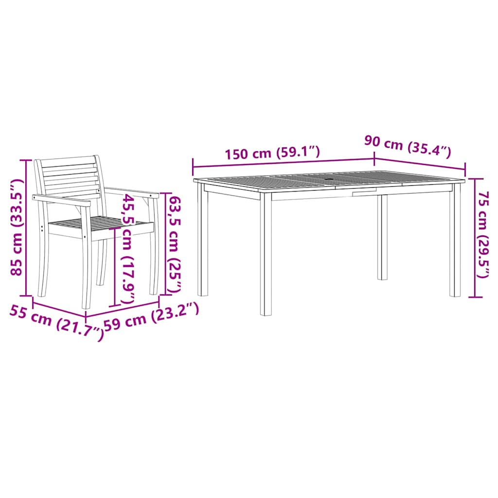 Garten Essgruppe 7 pcs Braun Massivholz Akazie