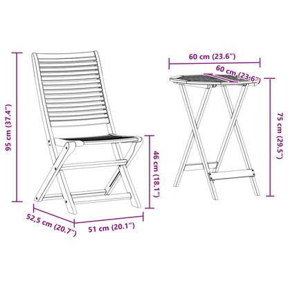 Klapp Bistro Set 3 pcs Braun Massivholz Akazie