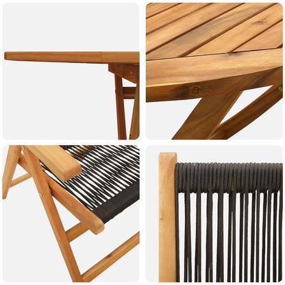 Garten Essgruppe 5 pcs Schwarz Massivholz Akazie