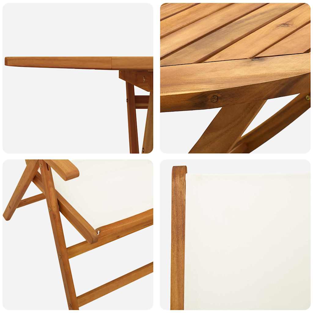 Garten Essgruppe 7 pcs Cremeweiß Massivholz Akazie