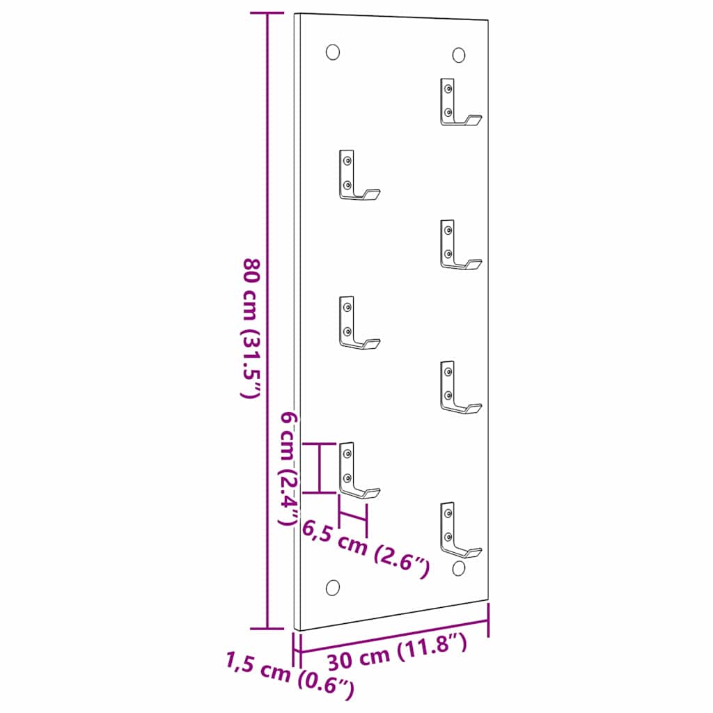 Wandmontierter nachttisch Sonoma-Eiche 30 x 1,5 x 80 cm