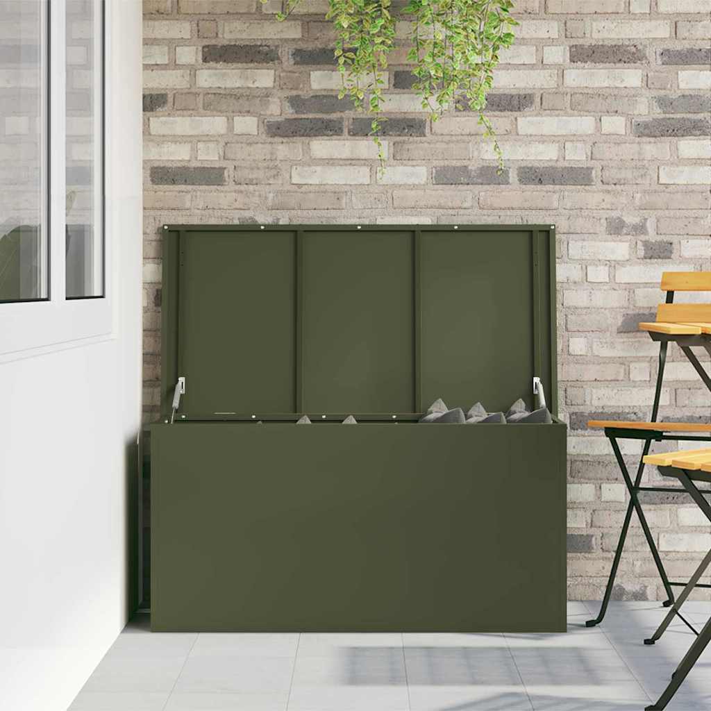 Außenlagerbox Olive Grün 100 x 50,5 x 50 cm Stahl