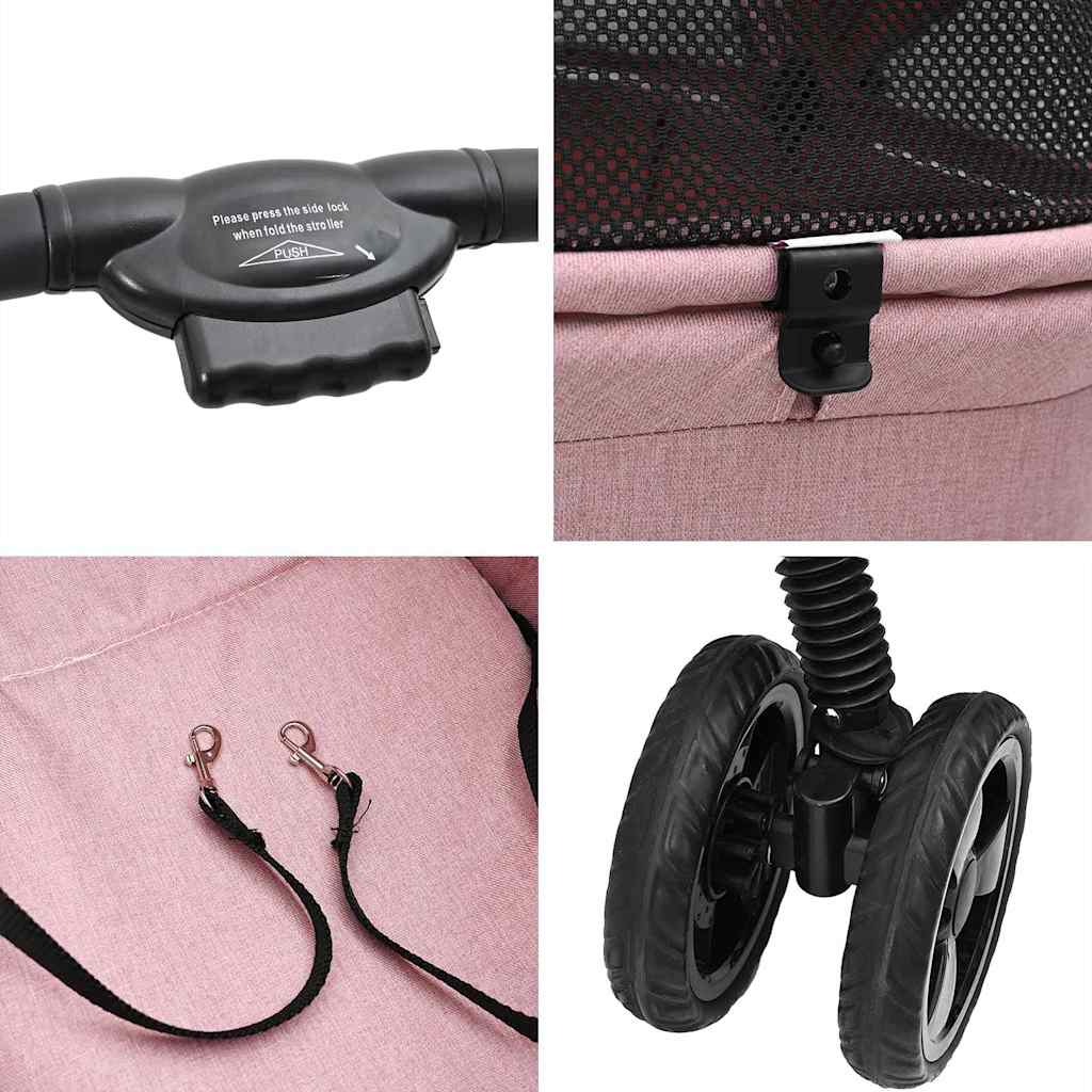 Faltbarer Haustierwagen Rosa 81 x 47 x 99 cm Polyester