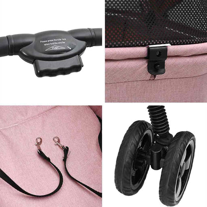 Faltbarer Haustierwagen Rosa 81 x 47 x 99 cm Polyester