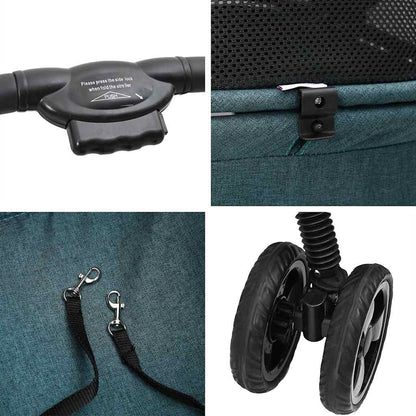 Faltbarer Haustierwagen Grün 81 x 47 x 99 cm Polyester