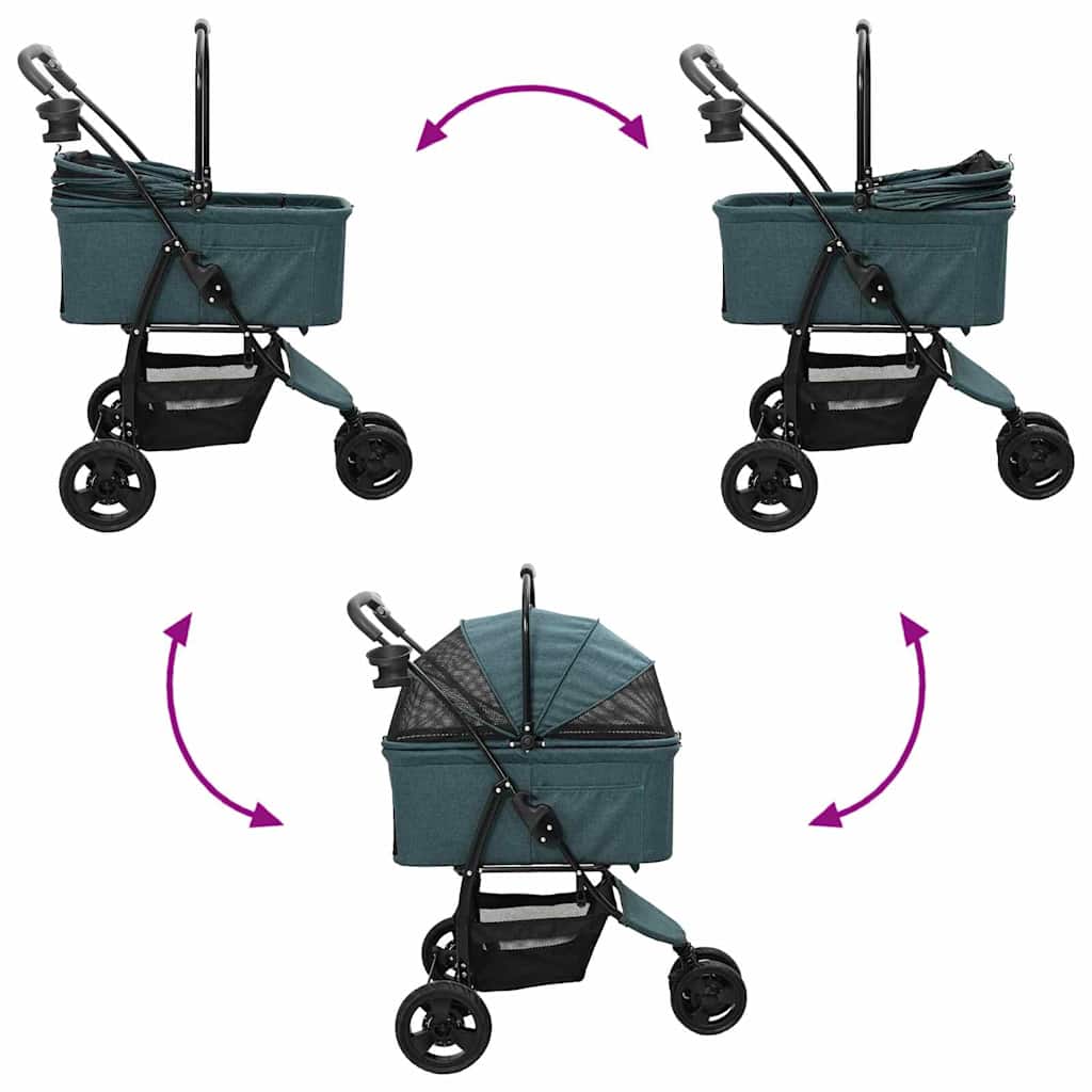 Faltbarer Haustierwagen Grün 78 x 54 x 101 cm Polyester