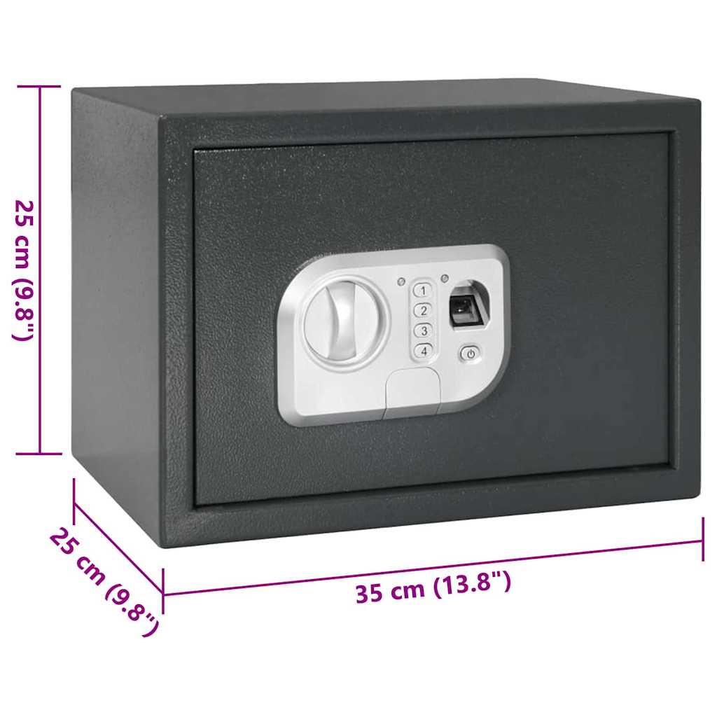 Digitaler Safe mit Schloss Dunkelgrau 35 x 25 x 25 cm Stahl