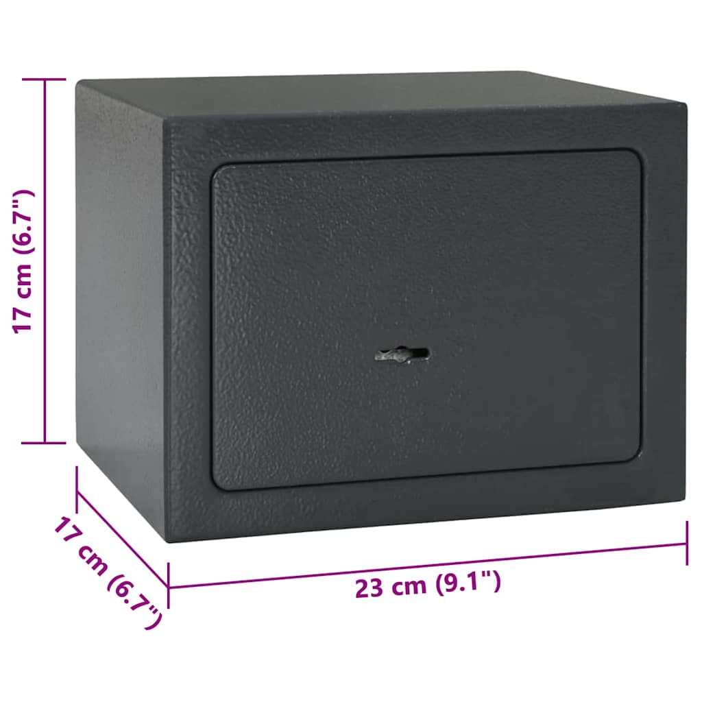 Safe Box mit Schloss Dunkelgrau 23 x 17 x 17 cm Stahl