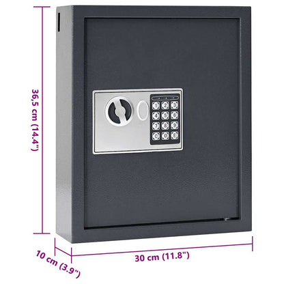 Digitaler Safe mit Schloss Dunkelgrau 30 x 10 x 36,5 cm Stahl