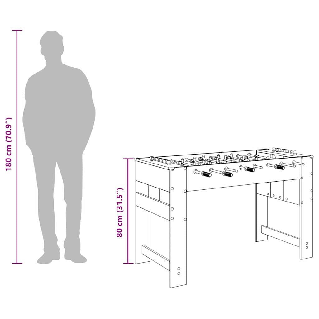 Tischfußballtisch Sonoma-Eiche 125 x 60,5 x 80 cm Holzwerkstoff