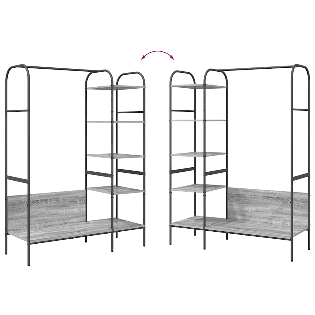 Kleiderständer mit Regal Grau 120 x 44 x 160 cm Holzwerkstoff