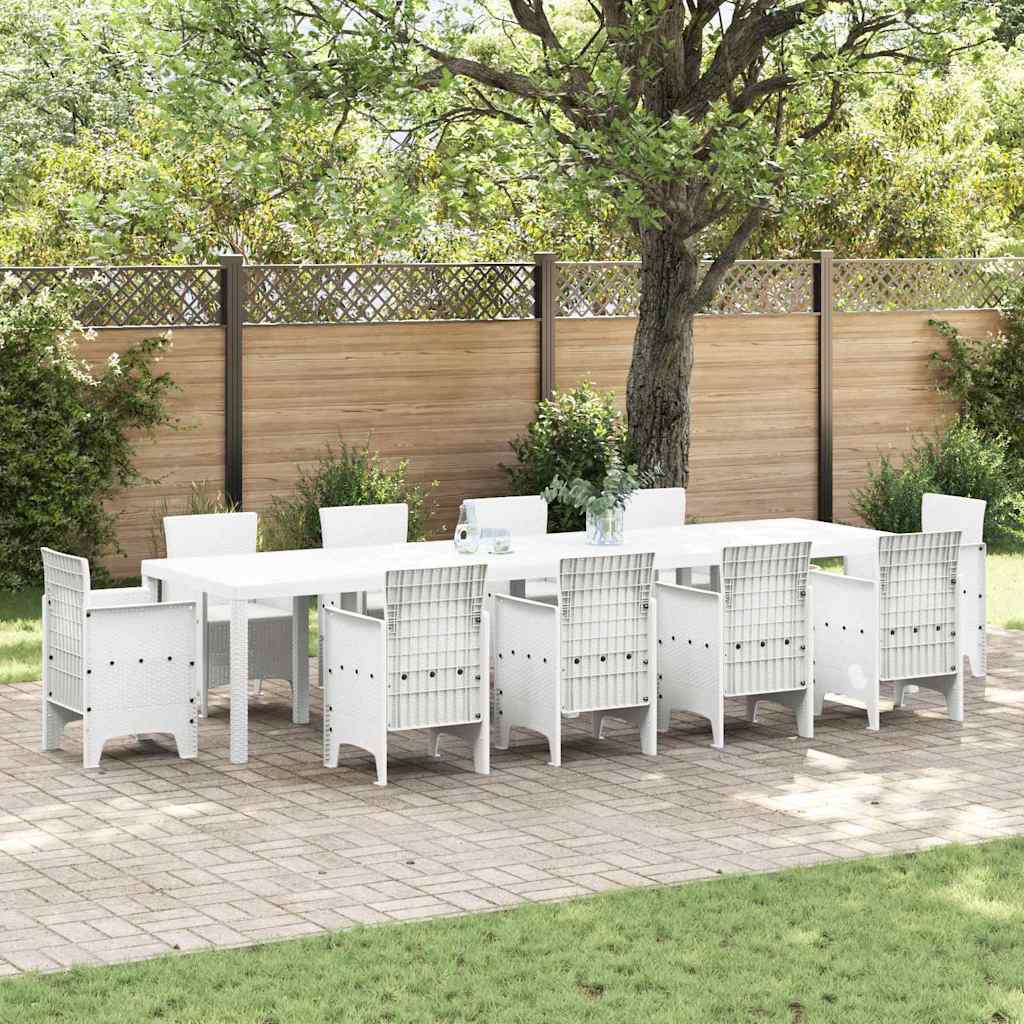 Gartentisch Weiß 350 x 100 x 74 cm Poly-Rattan