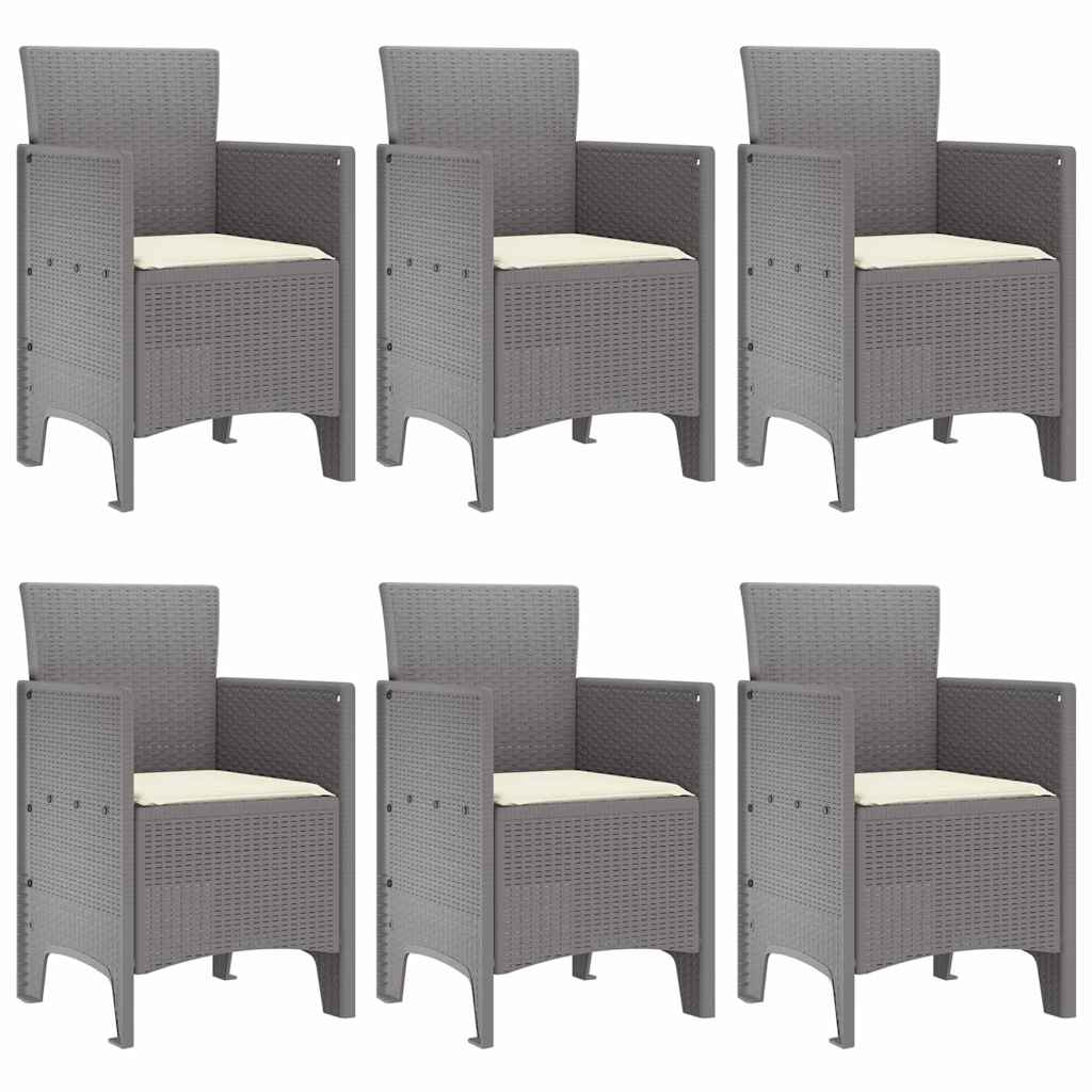 Garten Essgruppe 7 pcs Hellgrau Polt Rattan