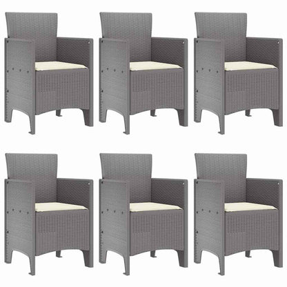 Garten Essgruppe 7 pcs Hellgrau Polt Rattan