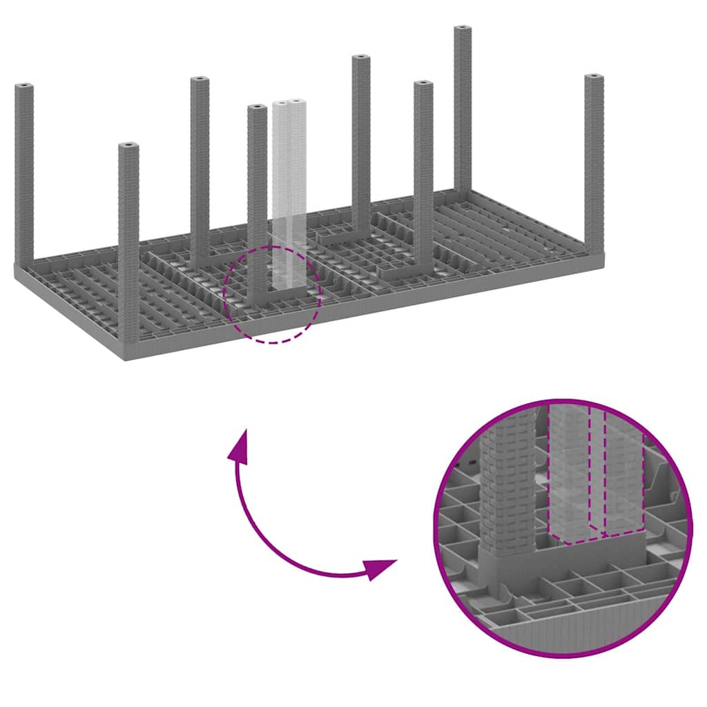 Garten Essgruppe 9 pcs Hellgrau Polypropylen