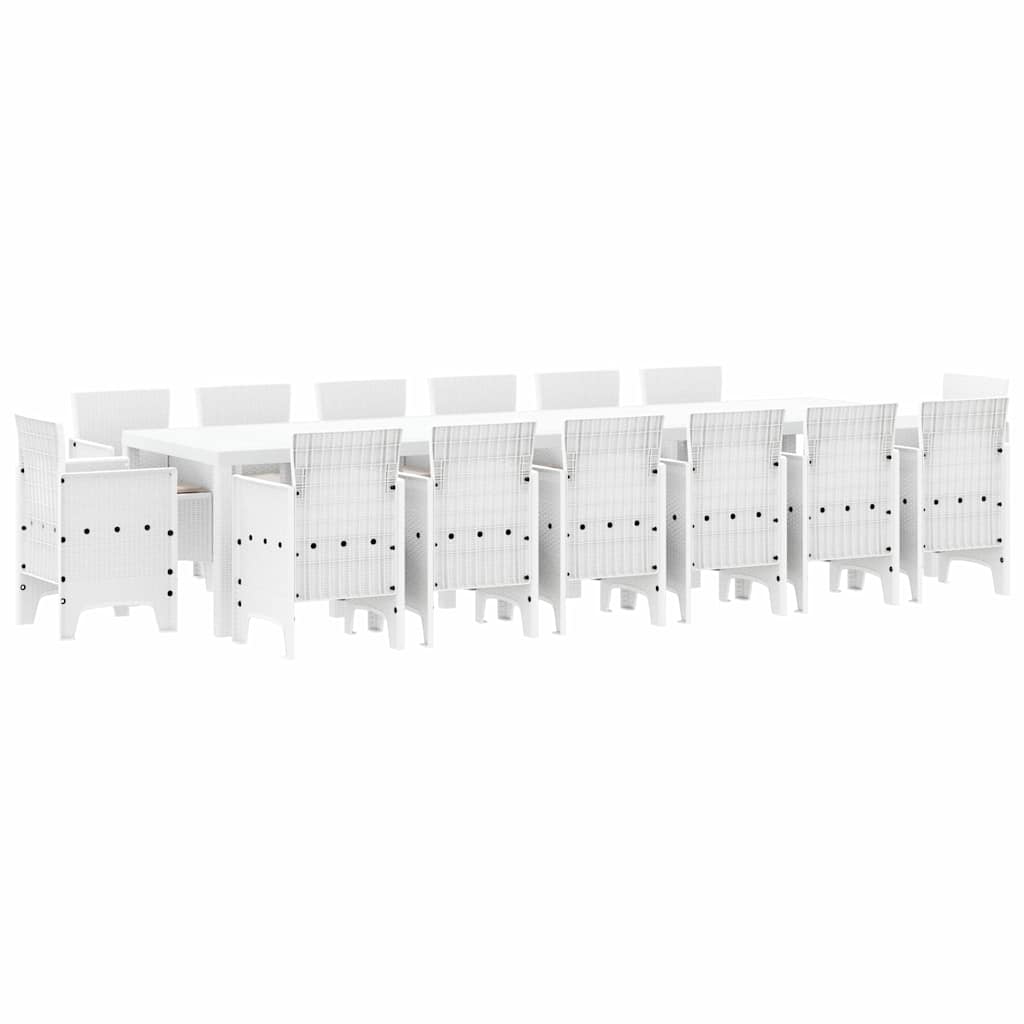 Garten Essgruppe 15 pcs Weiß Polt Rattan