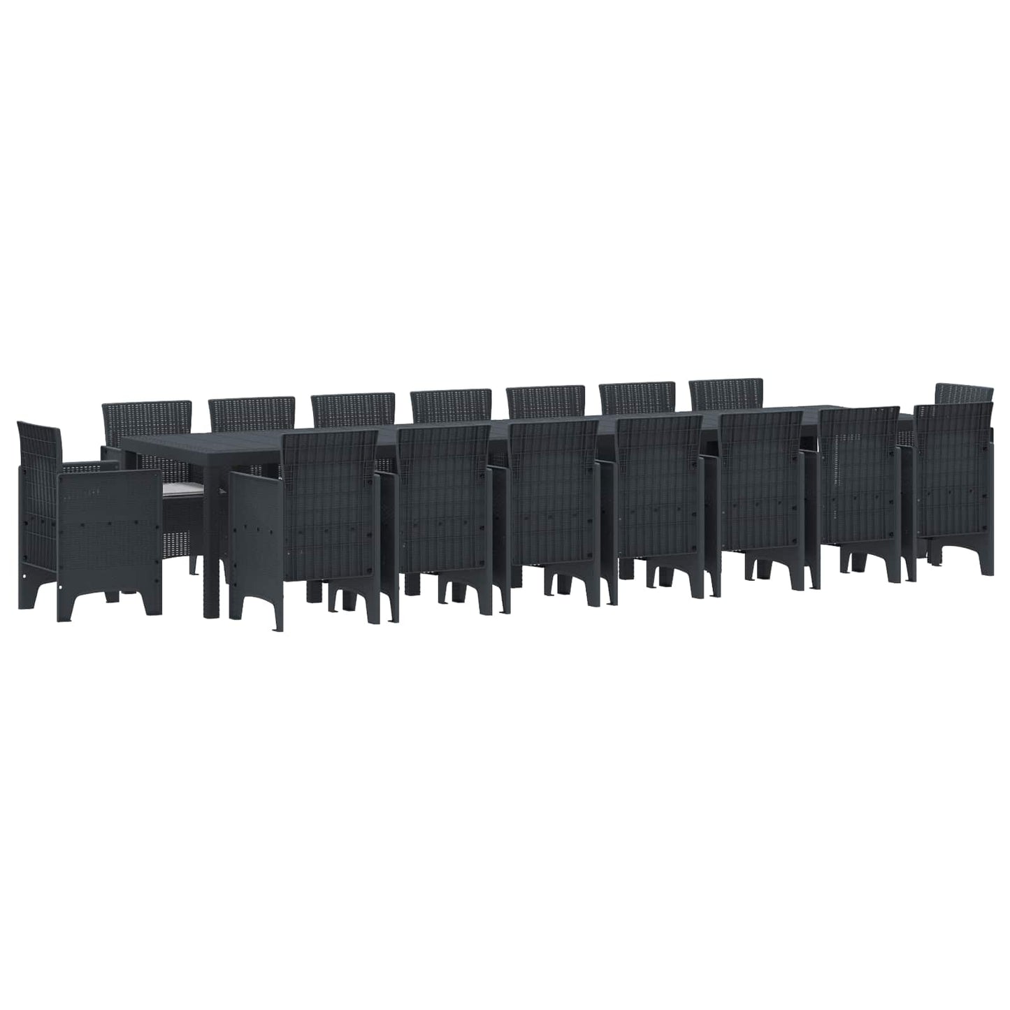 Garten-Esszimmergarnitur mit Kissen 17 pcs Anthrazit PP