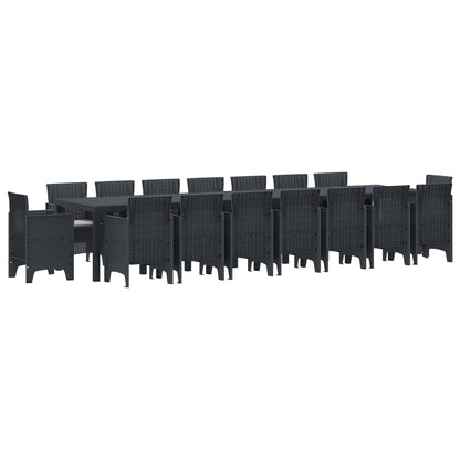 Garten-Esszimmergarnitur mit Kissen 17 pcs Anthrazit PP