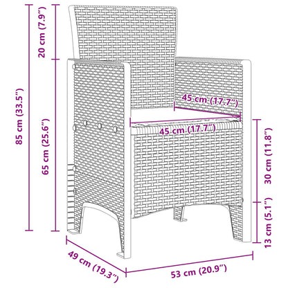 Garten Essgruppe 5 pcs Braun Polt Rattan