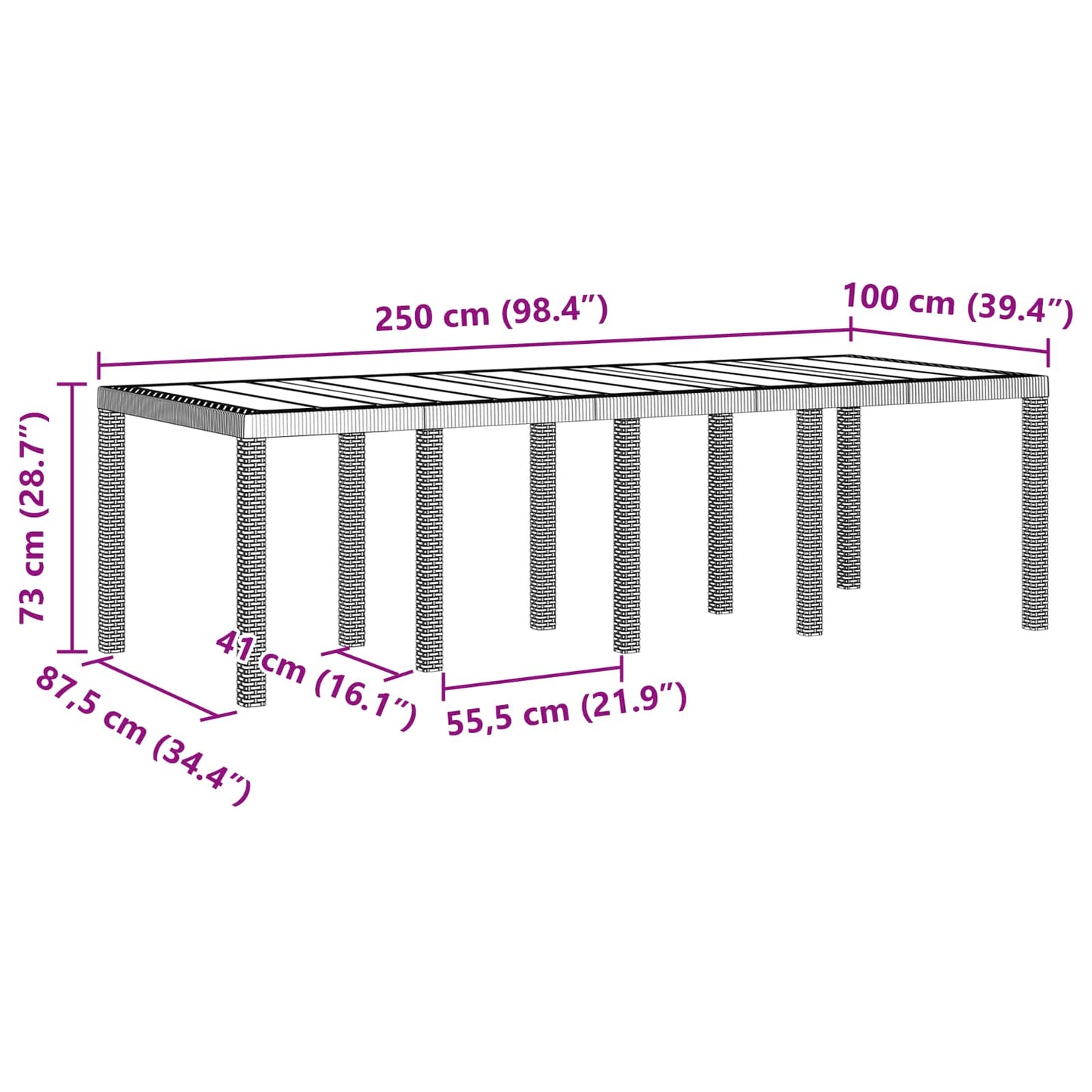 Garten Essgruppe 9 pcs Braun Polypropylen