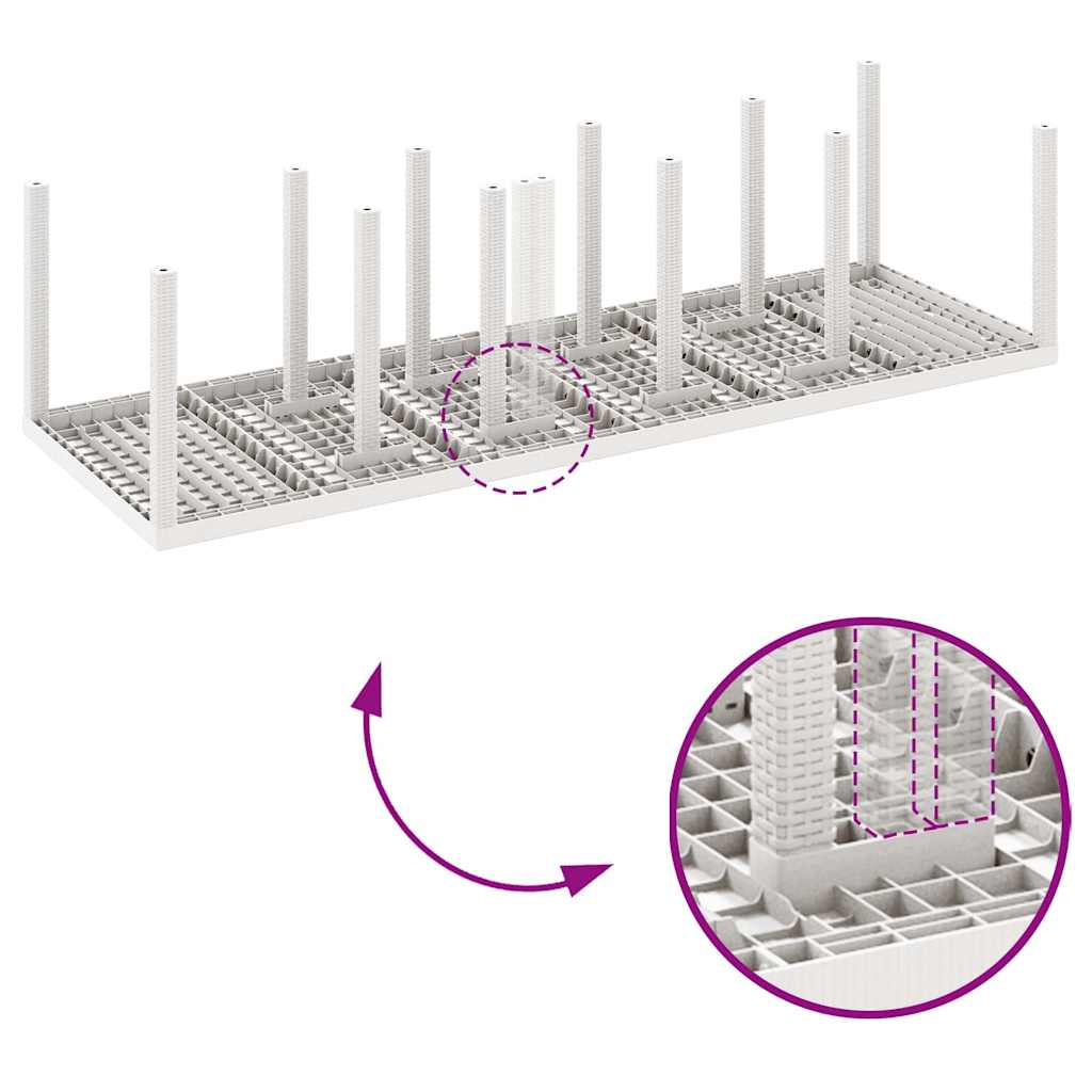 Garten Essgruppe 11 pcs Weiß Poly Rattan und Aluminium