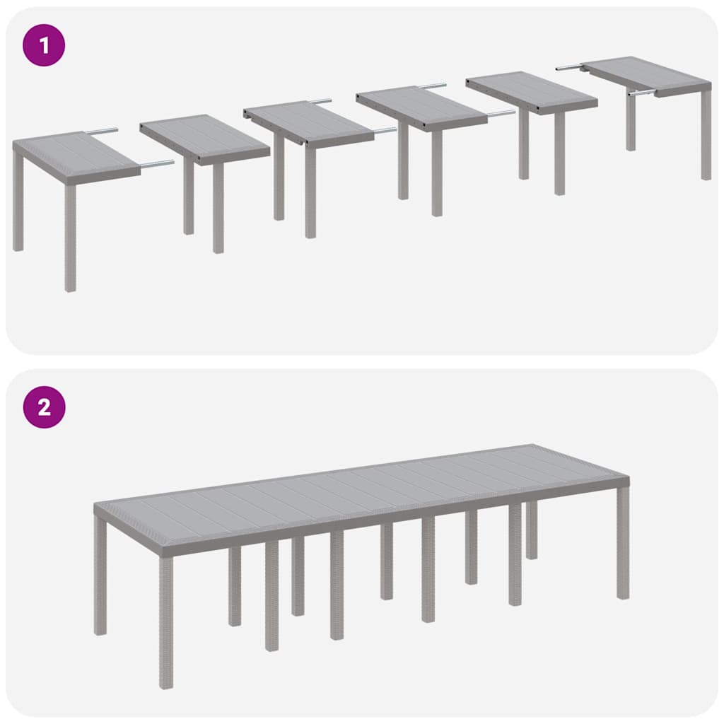 Garten Essgruppe 11 pcs Hellgrau Rattan und Aluminium