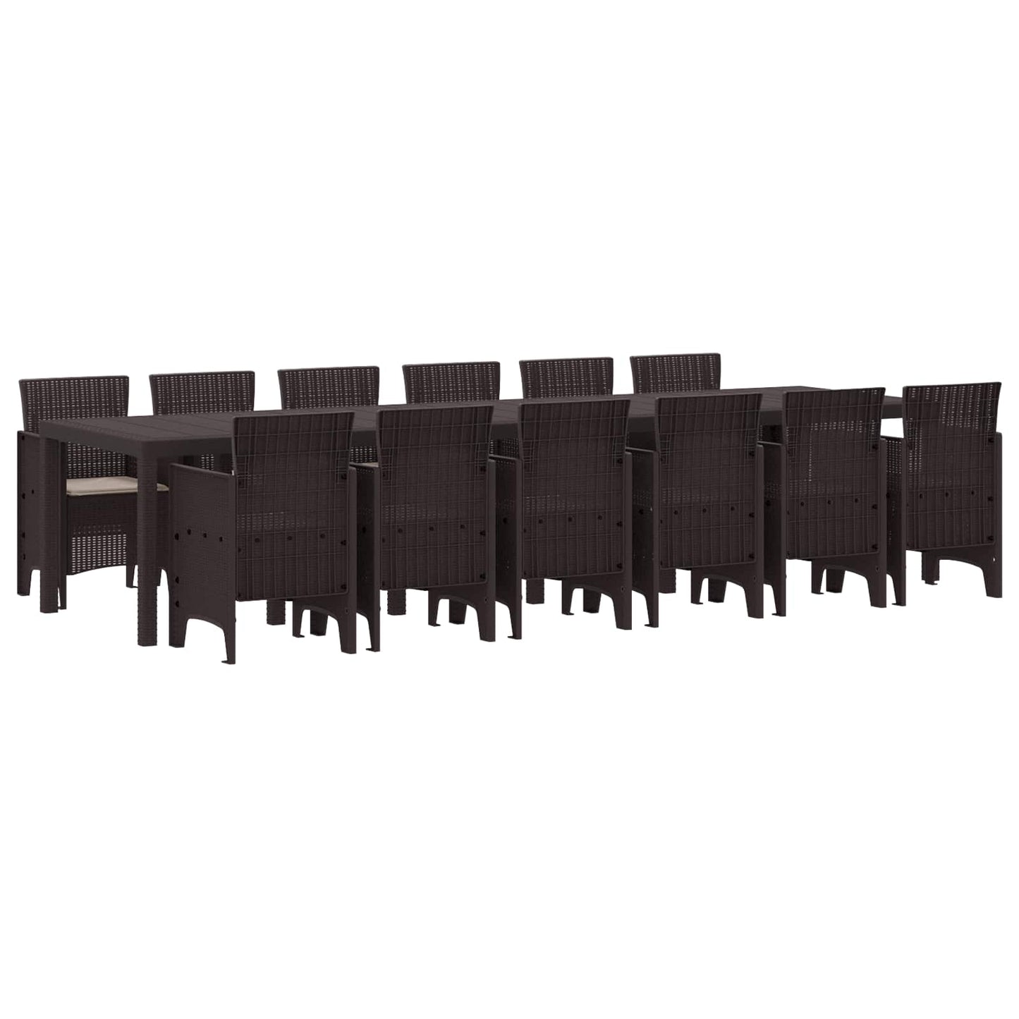 Garten Essgruppe 13 pcs Braun Polt Rattan